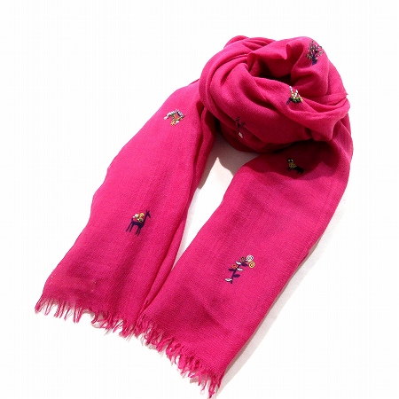 安い 正規 店 ヨーガンレール Jurgen Lehl Balaghuri ババグーリ ストール マフラー 大判 刺繍 花 アニマル ピンク 海外直送 Triplex Ee