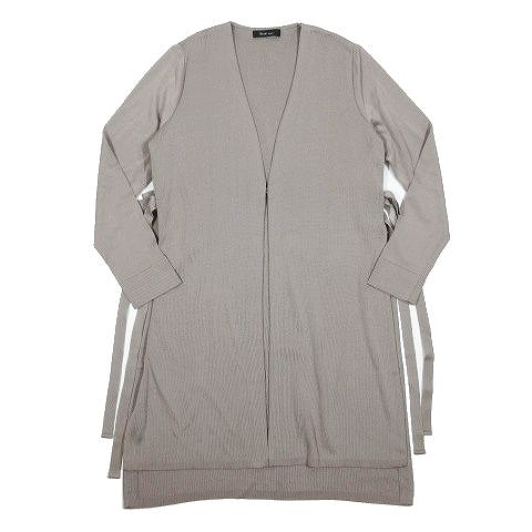 シニアファッション 19ss ルネ Rene ロング カーディガン Vネック ニット 長袖 サイドスリット リボン付き 36 グレー系 ラッピング無料 返品も保証 Blackgoldgallery Com