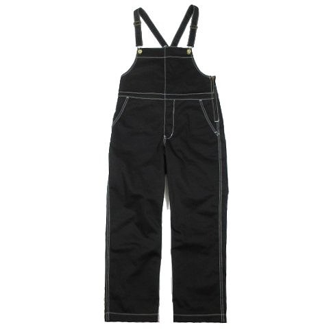 【中古】UNIVERSAL OVERALL 配色ステッチ センタープレス オーバーオール S 黒 U201277IN/6 レディース