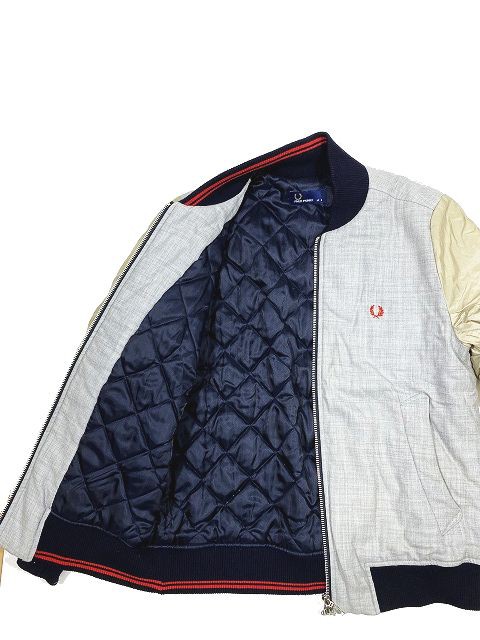 【中古】フレッドペリー FRED PERRY キルティング裏地 袖切替 MA-1 ジャケット ブルゾン ジップアップ アウターの通販はau