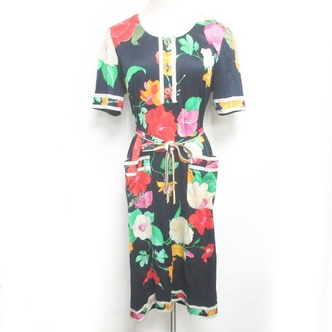 海外限定 マーケット レオナール Leonard カットソーワンピース 花柄 飾りボタン マルチカラー コットン 半袖 Leonard ベルト付 装飾 マルチカラー M けんとの杜 2f3f40d8 Blog Vempraapolo Com Br