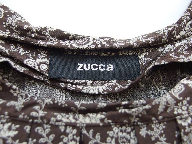 再再販 ズッカ Zucca ワンピース ロング 半袖 丸首 タック フレアー 総柄 M ブラウン 茶 C レディース 開店祝い Dududustore Com Br