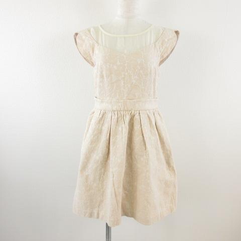 クリアランスセール ジルスチュアート Jill Stuart ミニワンピース ノースリーブ フレア 総柄 ベージュ S E6 レディース 人気定番 Gdpcambodia Org