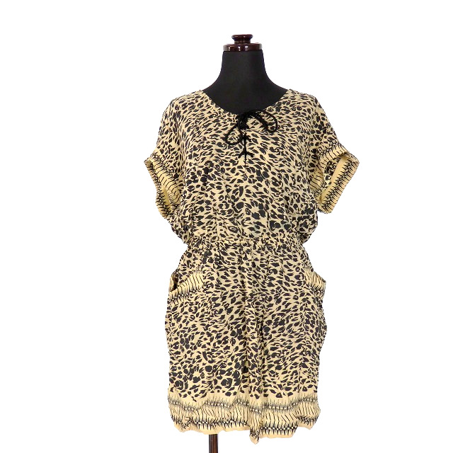 中古 シーニューヨーク Sea New York アニマル柄 レースアップ ワンピース チュニック シルク 半袖 2 ベージュ の通販はau Pay マーケット ブランド古着のベクトル 商品ロットナンバー