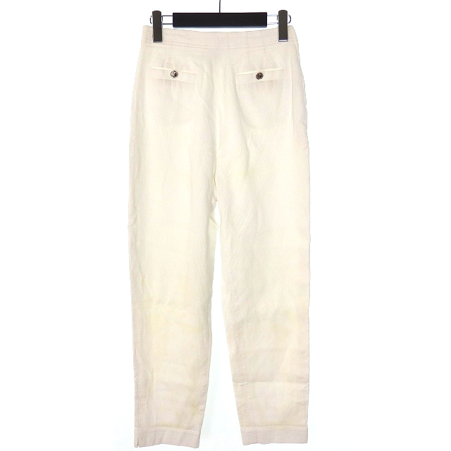 珍しい シャネル Chanel ハイウエスト ワイド テーパードパンツ スラックス コットン 40 ホワイト 白 レディース 最新人気 Www Bnooon Com