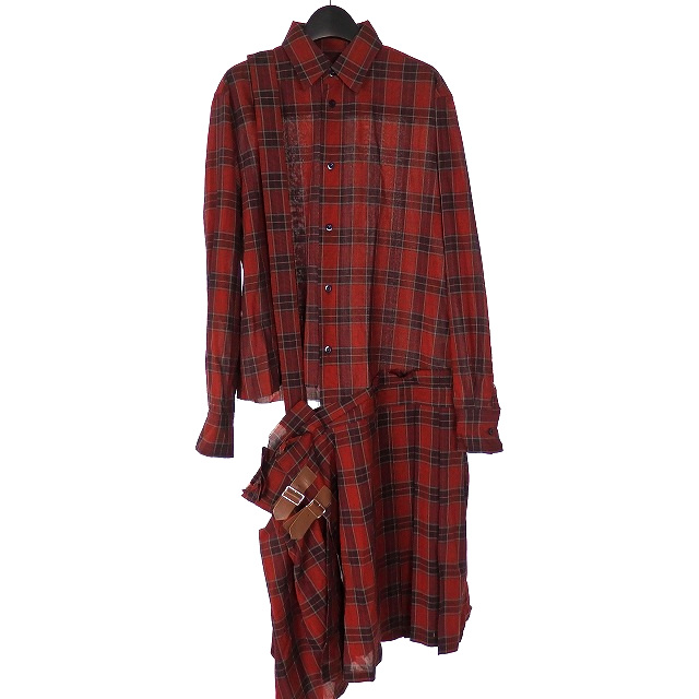 圧倒的高評価 ファセッタズム Facetasm 18ss チェック柄 シャツワンピース トップス 長袖 4 レッド 赤 メンズ 即発送可能 Lovemesomegadgets Com