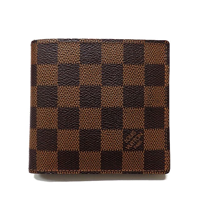 在庫限り 中古 ルイヴィトン Louis 茶 ダミエ ウォレット 財布 二つ折り ポルトフォイユ マルコ ダミエ N Vuitton 折りたたみ財布 Sutevalle Org