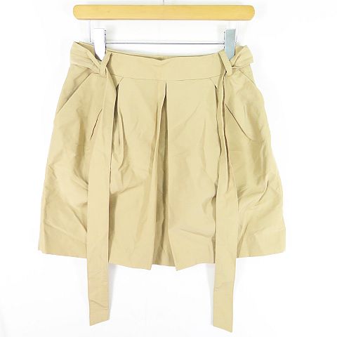 中古 クローラ Crolla ボックスプリーツ スカート 膝丈 リボンベルト 38 ベージュ Sa6931 レディースの通販はau Wowma ワウマ ブランド古着のベクトル 商品ロットナンバー
