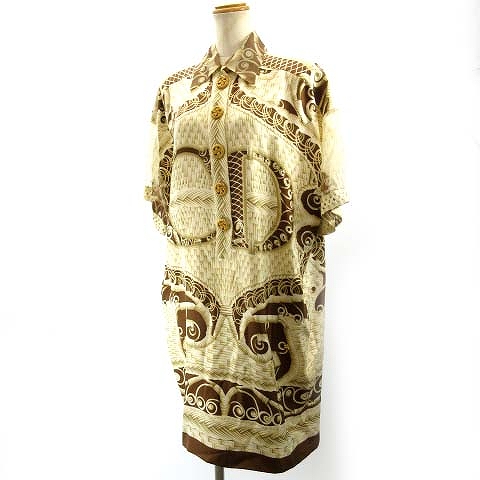 新品 クリスチャンディオール Christian Dior 最高級 ヴィンテージ 90 S シルクワンピース Cdロゴ ブラウンベージュ 38 レディース Firearmsforging Com