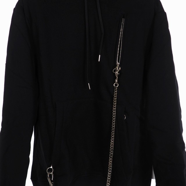 【中古】未使用品 スタンプド STAMPD 19SS Chrome Hoodie チェーン クローム パーカー フーディ L ブラック 黒の