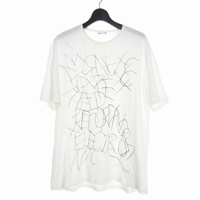 【中古】ラッドミュージシャン LAD MUSICIAN オーバーサイズ Tシャツ カットソー 半袖 プリント 落書き 44 白 メンズ