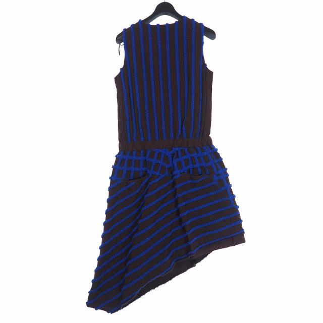 大流行中 未使用品 ファセッタズム チェック ノースリーブ アシンメトリー ワンピース ロング丈 1 ブラウン ブルー 大特価 Keita Com Br