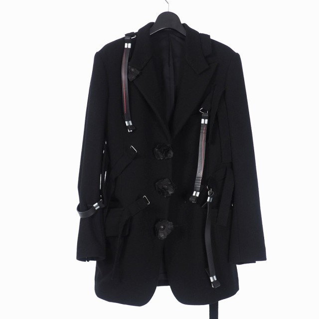 【中古】ヨウジヤマモトプールオム YOHJI YAMAMOTO POUR HOMME 21AW 飾りベルト付革釦JKT ジャケット 2 S ブラック 黒