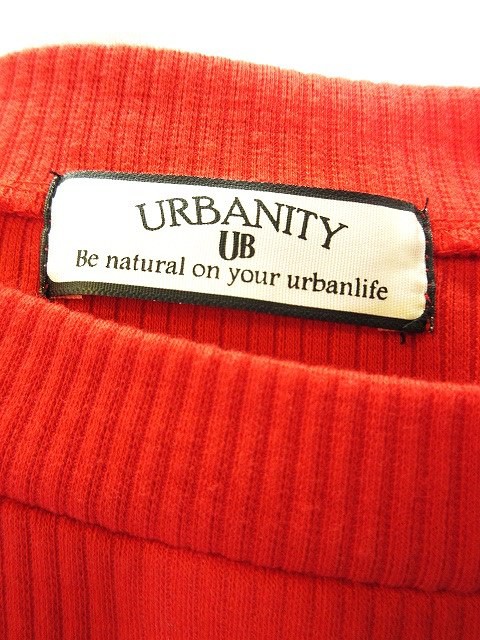 中古 Urbanity ノースリーブ ニット カットソー オフネック 無地 リブ