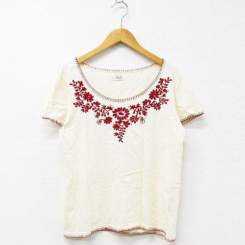 中古 チチカカ Tシャツ カットソー トップス 半袖 クールネック 刺繍 花柄 綿 オフホワイト レッド レディースの通販はau Wowma ワウマ ブランド古着のベクトル 商品ロットナンバー