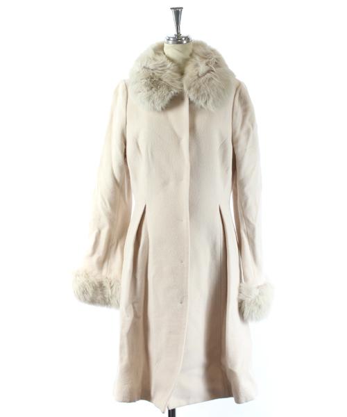 【】アプワイザーリッシェ Apuweiser-riche 17AW コート ロング Aライン ファー アンゴラ混 アイボリー 1 【】アプワイザーリッシェ Apuweiser-riche 17AW コート ロング Aライン ファー アンゴラ混 アイボリー 1