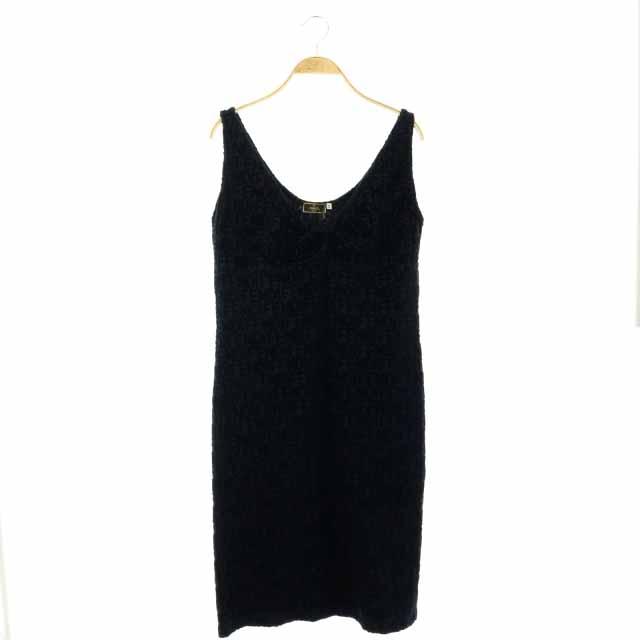 大特価アウトレット 未使用品 フェンディ ワンピース キャミワンピース ノースリーブ ロング ベロア ロゴ 総柄 44 黒 レディース オンラインストア限定 Kishakatoliketiranedurres Com