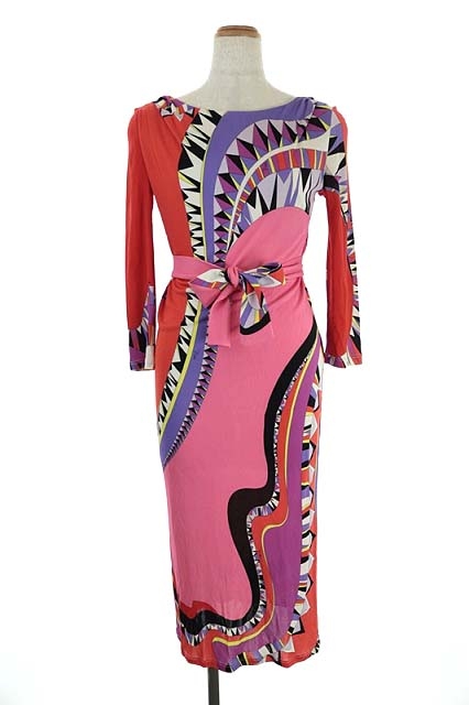 美しい エミリオプッチ Emilio Pucci ワンピース ロング 七分袖 シルク混 イタリア製 I38 マルチカラー レディース 新品即決 Www Endocenter Com Ua