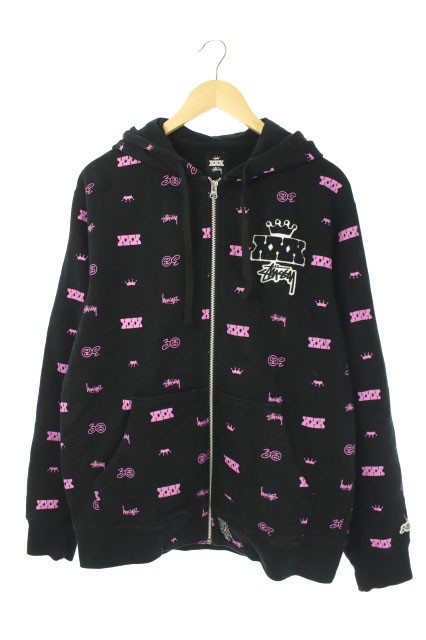 中古 ステューシー Stussy パーカー ジップアップ ロゴ プリント 長袖 L 黒 ブラック ピンク Ao メンズの通販はau Pay マーケット ブランド古着のベクトル 商品ロットナンバー