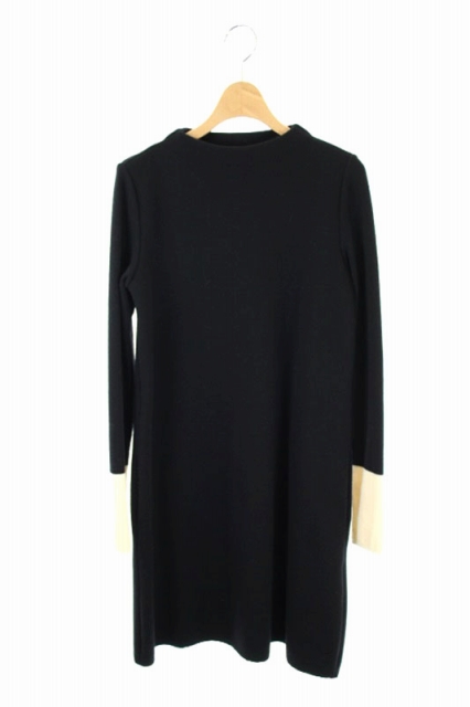 正規激安 フォクシー Foxey ワンピース 配色ニット 長袖 タイト 膝丈 ボトルネック 38 黒 ベージュ Os 新品 Olsonesq Com