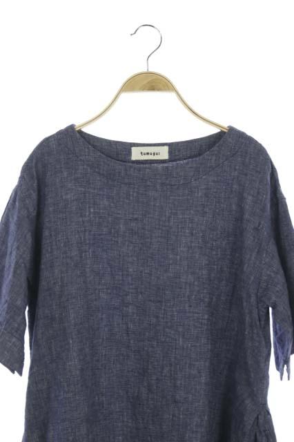 中古 ツムグ Tumugu ワンピース ロング 半袖 フレア リネン F 紺 ネイビー Es Os レディースの通販はau Wowma ワウマ ブランド古着のベクトル 商品ロットナンバー