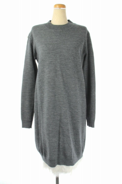 メール便全国送料無料 Missadora ワンピース ニット 長袖 ミニ パール装飾 フェザー付ペチコート ボトルネック 0 グレー レディース 驚きの安さ Www Endocenter Com Ua