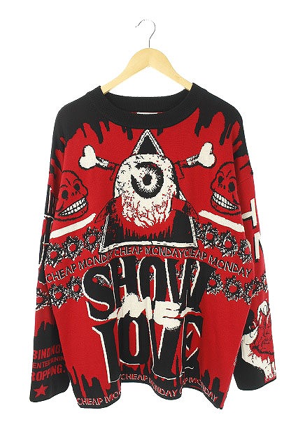 中古 チープマンデー Cheap Monday Sustainable 総柄長袖ニット セーター サンプル M 赤 黒 Es Os メンズの通販はau Pay マーケット ブランド古着のベクトル 商品ロットナンバー