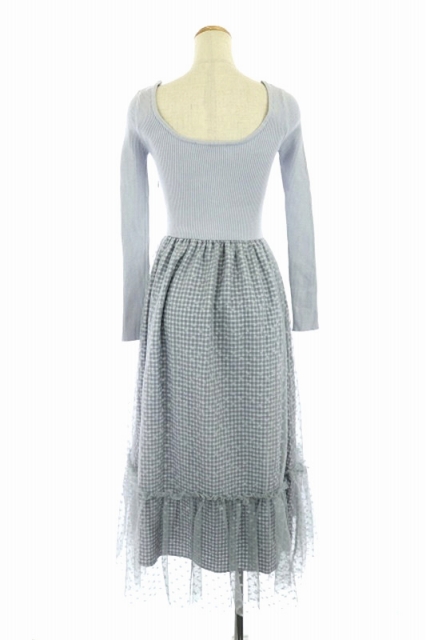 中古 エイミーイストワール Eimy Istoire ギンガムチェックコンビニットワンピース F 青 サックスブルーの通販はau Pay マーケット ブランド古着のベクトル 商品ロットナンバー