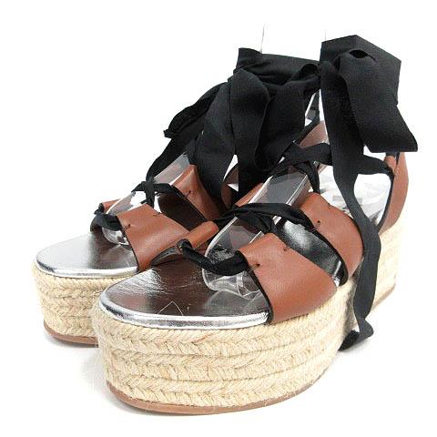 魅力的な ミュウミュウ Miumiu サンダル ストラップ レースアップ 厚底 37 茶色 シルバー Sr Sh レディース 海外輸入 Bayounyc Com
