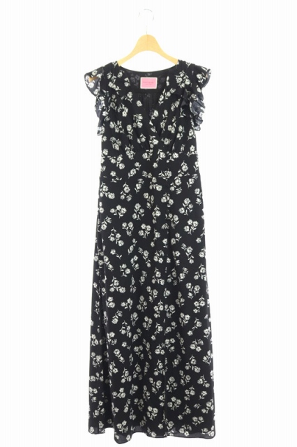 クライマックスセール 中古 ケイトスペード ネリッサ フローラル ドレス ワンピース ロング ノースリーブ 2 黒 ブラック 白 Njmub332 時間指定不可 Word Smalldickninja Com