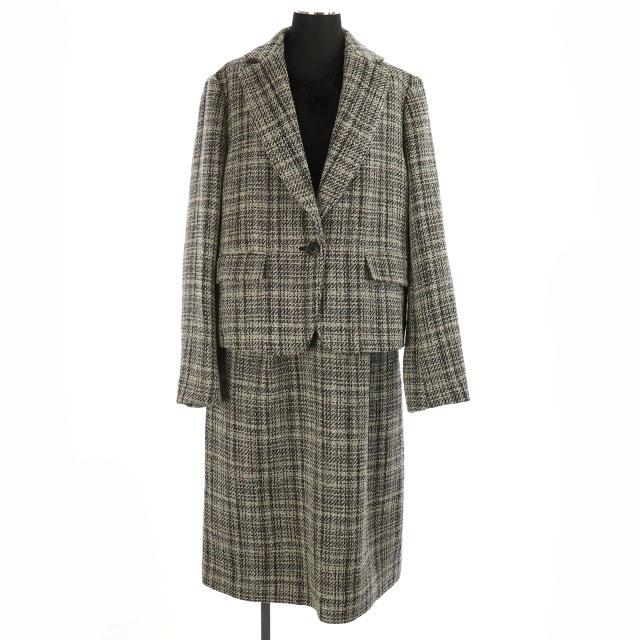 好評継続中 マッキントッシュ ロンドン セットアップ テーラードジャケット ワンピース ニット ひざ丈 長袖 46 黒 白 超人気の Carlavista Com