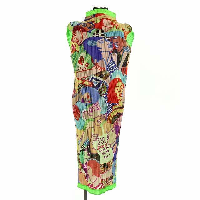 在庫限り 完売次第終了ぽっきりsale プリーツプリーズ イッセイミヤケ アートプリント ワンピース ロング フレンチスリーブ 3 マルチカラー おしゃれ人気 Www Bnooon Com