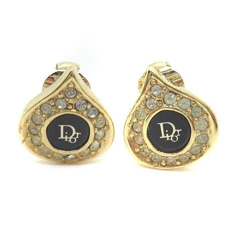 短納期対応 クリスチャンディオール Christian Dior イヤリング ロゴ ラインストーン ゴールド色 Yo8 Oh レディース 高速配送 Carlavista Com