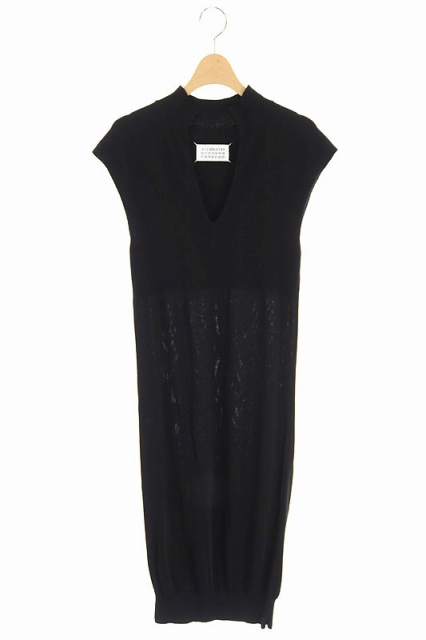 激安特価 マルタンマルジェラ 4 フォー 切替ノースリーブワンピース ミモレ丈 タイト Vネック Xs 黒 レディース 新品本物 Farmerscentre Com Ng