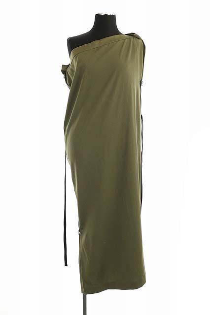 オープニングセール デザイン ワンピース ワンショルダードレス サイドジップ 1325 Miyake Issey 中古 イッセイミヤケ 3 緑 カーキ ロング マキシ丈 Kmetija Pazbar Si
