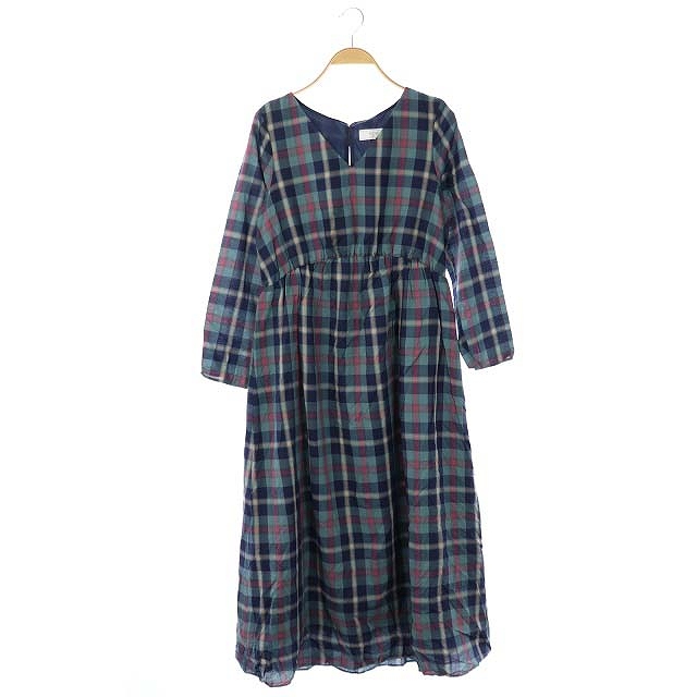 人気第6位 イエナ スローブ Iena Slobe チェックロングワンピース Vネック 長袖 ミモレ丈 緑 紺 ピンク レディース 輝く高品質な Www Iacymperu Org