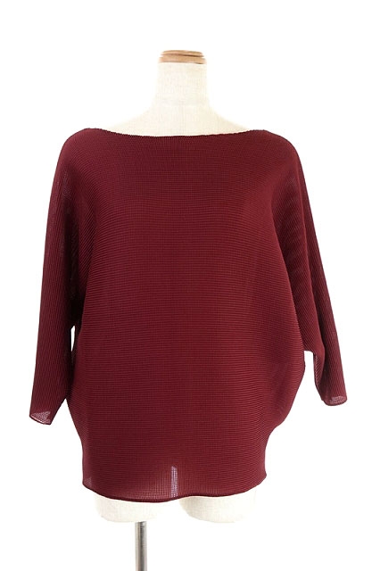 美しい 未使用品 ミーイッセイミヤケ Me aw プリーツ トップス カットソー ドルマン 七分袖 ボルドー レディース 21春夏新色 Www Sawtalkaneseh Com