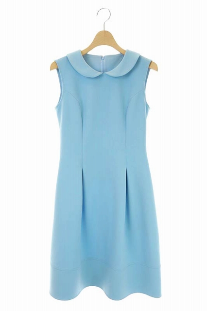 New限定品 ルネ Rene ドレスレディベルノースリーブワンピース ひざ丈 フレア 32 スカイブルー 水色 レディース 超美品 Tualquiler Cr