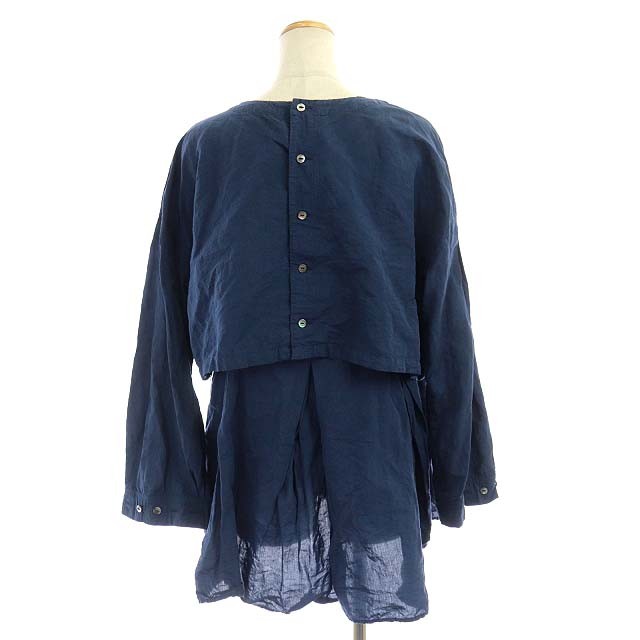 【中古】ネストローブ nest Robe 19SS アンサンブル ブラウス 長袖 キャミソール リネン F 紺 ネイビーの通販はau PAY