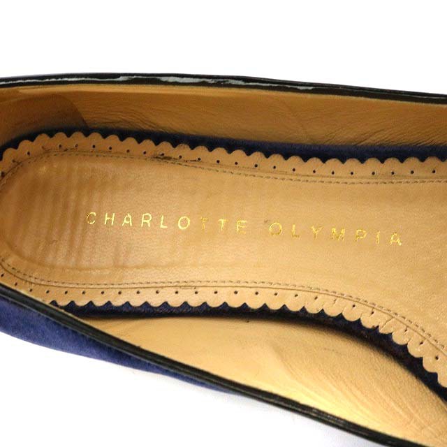 【中古】シャーロットオリンピア CHARLOTTE OLYMPIA KITTY FLATS パンプス フラット ベロア 猫 ねこ 35 22