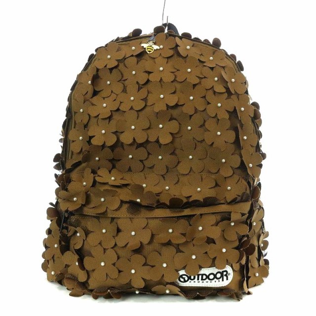 【中古】ミュベール muveil 21SS OUTDOORコラボリュック バッグ バックパック フラワーモチーフ ナイロン 茶色