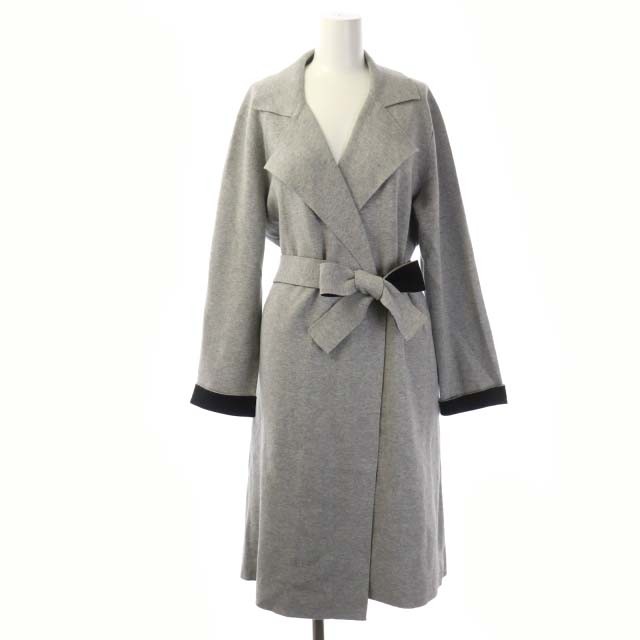 【中古】セオリー ashcotton Double Face Trench ニットトレンチコート ロング カシミヤ混 ベルト付き S グレー