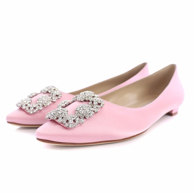 【中古】未使用品 マノロブラニク MANOLO BLAHNIK HANGISI FLAT ハンギシフラットシューズ パンプス 37.5 24.5cm