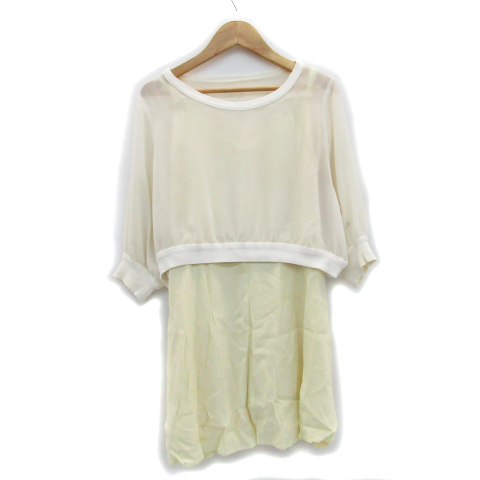 中古 スナイデル ワンピース キャミソール ミニ丈 Vネック カットソー 七分袖 2点セット 1 イエロー 白 レディース