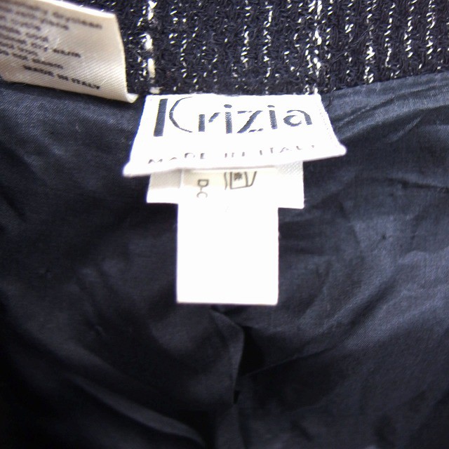 【中古】クリッツィア KRIZIA テーラード ジャケット アウター ストライプ柄 ウール シルク 大きいサイズ 42 ブラックの通販はau