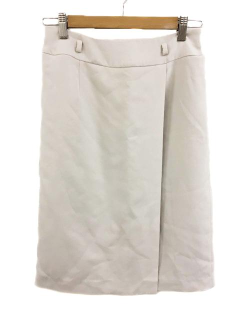 中古 オペークドットクリップ Opaque Clip スカート タイト ひざ丈 ラップ風 無地 36 S 白 ホワイト レディ
