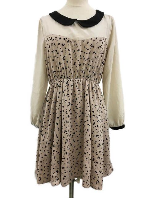 中古 マジェスティックレゴン ワンピース フレア ミニ 切替 ウエストゴム 花柄 長袖 Free ベージュ 黒 ブラックの通販はau Pay マーケット ブランド古着のベクトル 商品ロットナンバー