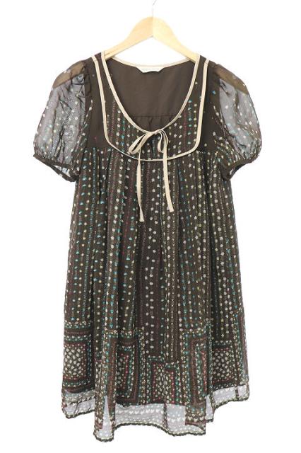 中古 オリーブ デ オリーブ Olive Des Olive ワンピース ミニ 半袖 花柄 リボン 茶 ブラウン Mo4 レディースの通販はau Pay マーケット ブランド古着のベクトル 商品ロットナンバー