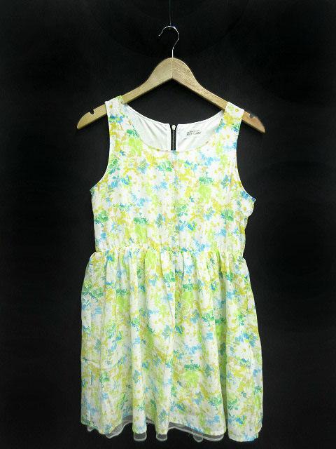 中古 ワンアフター アナザー ナイスクラップ ワンピース Aライン ひざ丈 花柄 ノースリーブ 白 ホワイト 緑 レディースの通販はau Wowma ワウマ ブランド古着のベクトル 商品ロットナンバー