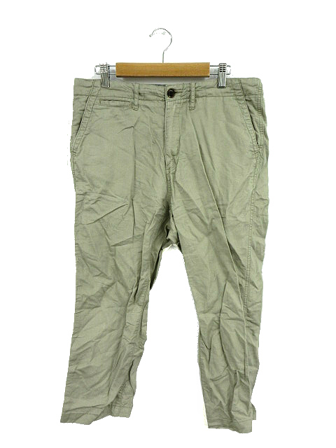 中古 レイジブルー Rageblue パンツ クロップド リネン 麻 M グレージュ As19 メンズ